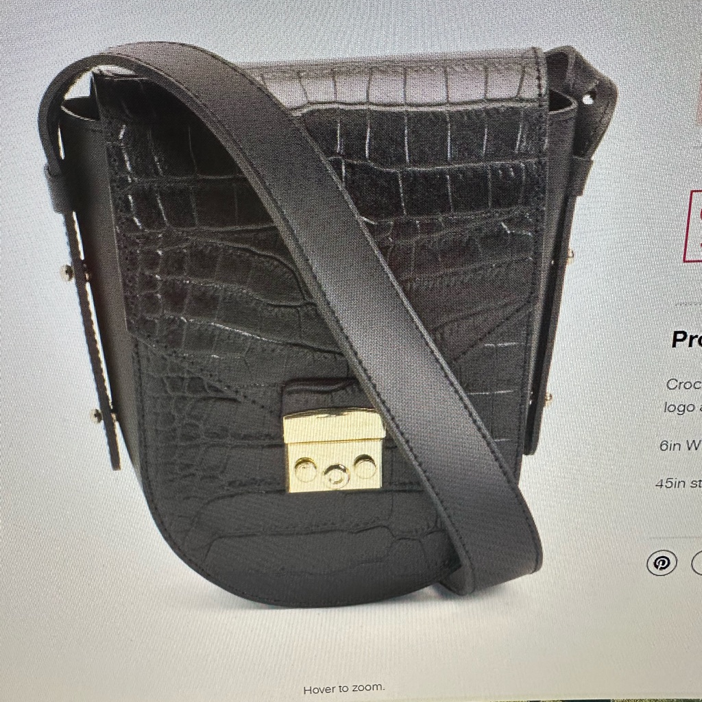 Isadora Crossbody Leather Made In Italy Croc-Embossed Bag With Gold Accent